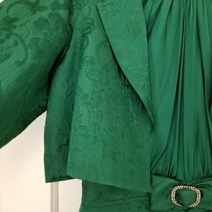Teri Jon Emerald Silk Brocade Cocktail Dress 🥂🍾